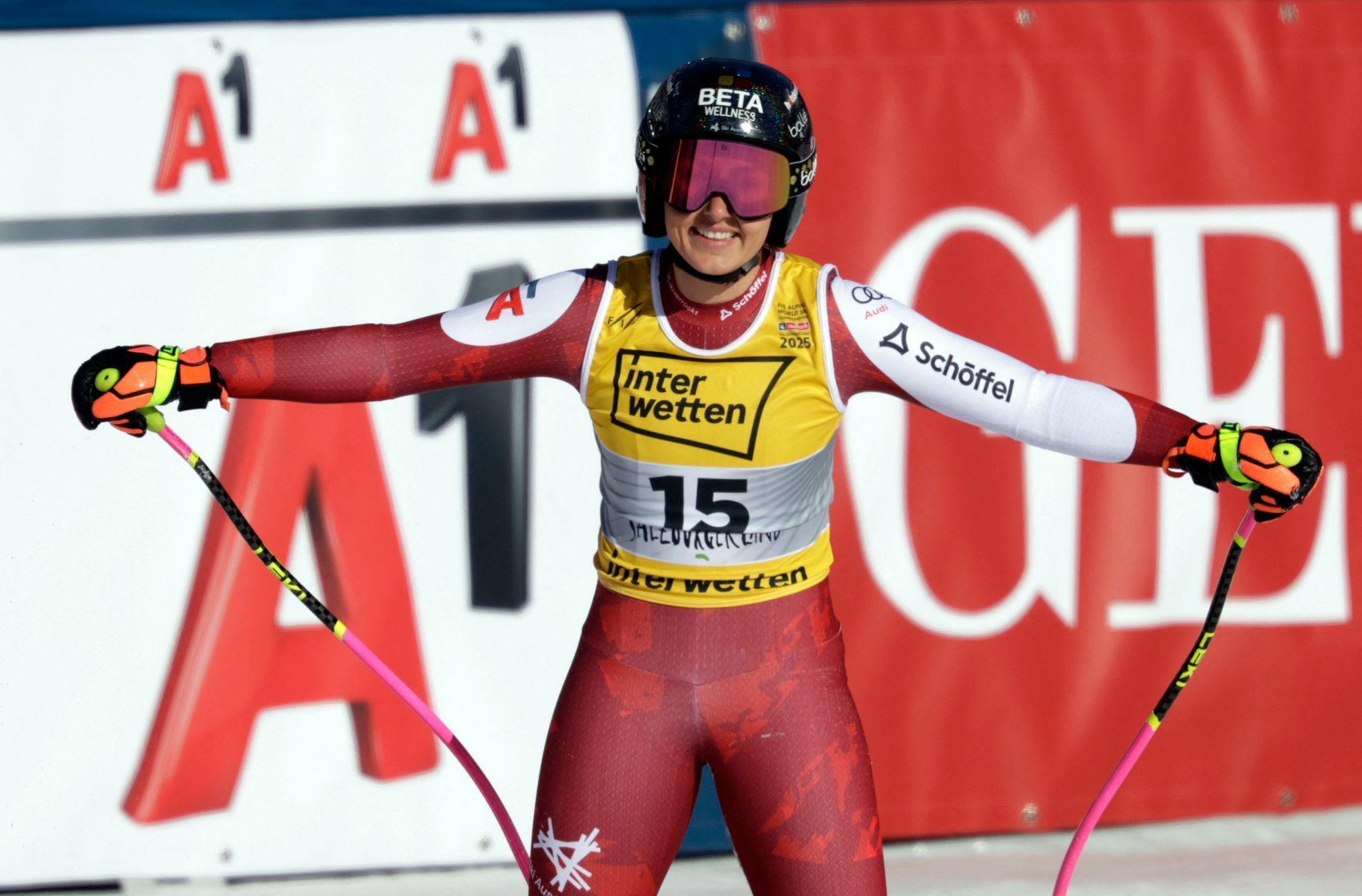 Stephanie Venierová ve sjezdu žen na MS v Saalbachu 2025