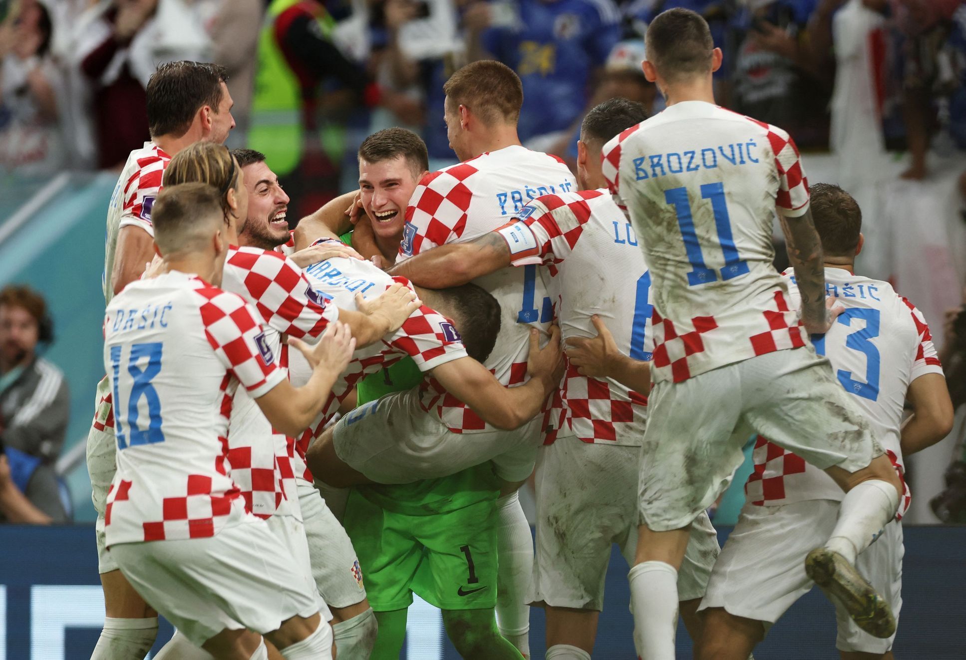 Chorvati slaví vítězství v osmifinále MS 2022 Japonsko - Chorvatsko