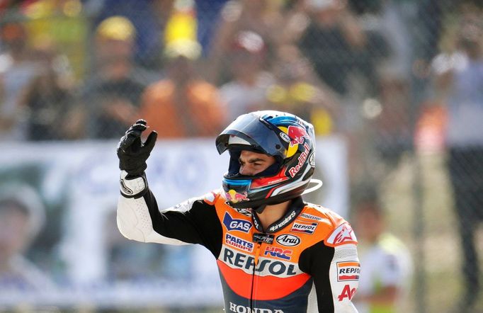 Španělští motocyklisté Dani Pedrosa a Héctor Barbera havarovali v MotoGP během Velké ceny San Marina 2012.