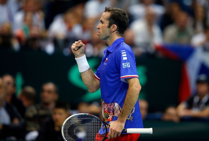 Radek Štěpánek ve finále Davisova poháru v zápase proti Djokovičovi