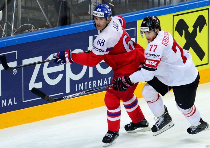 MS 2015, Česko-Švýcarsko:  Jaromír Jágr - Robin Grossmann