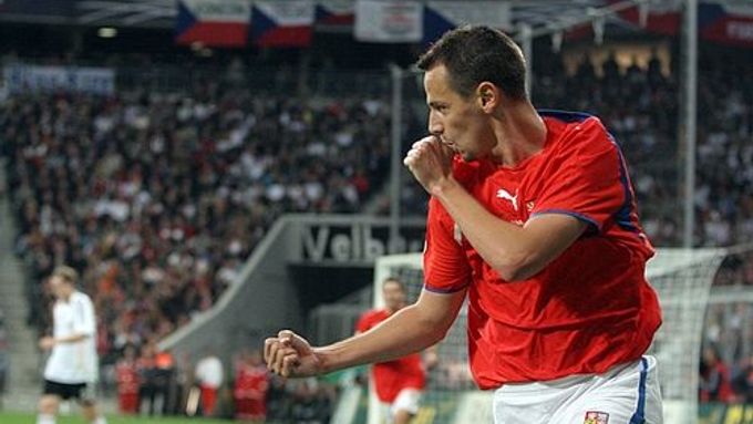 Marek Matějovský se raduje z gólu proti Německu