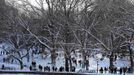 People spend time out in Central Park in New York, February 9, 2013. A blizzard pummelled the Northeastern United States, killing at least one person, leaving hundreds of thousands without power and disrupting thousands of flights, media and officials said. REUTERS/Carlo Allegri (UNITED STATES - Tags: ENVIRONMENT) Published: Úno. 9, 2013, 11:55 odp.