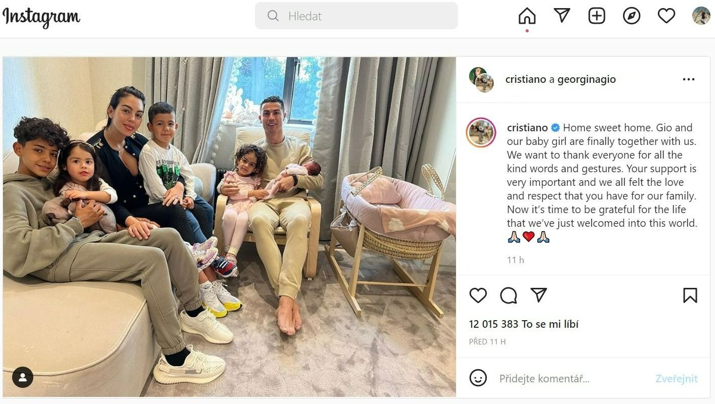Ronaldo rodina miminko
