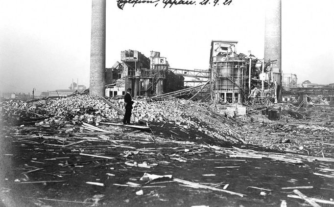 Německé město Ludwigshafen, exploze hnojiv, chemička BASF, rok 1921