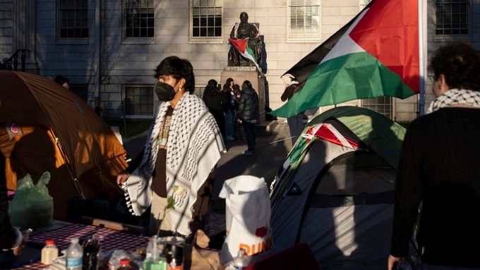 Propalestinské protesty na Harvardu loni v dubnu, ilustrační foto.
