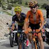 Contador of Spain and Iturralde of Spain climb the Mont Vent