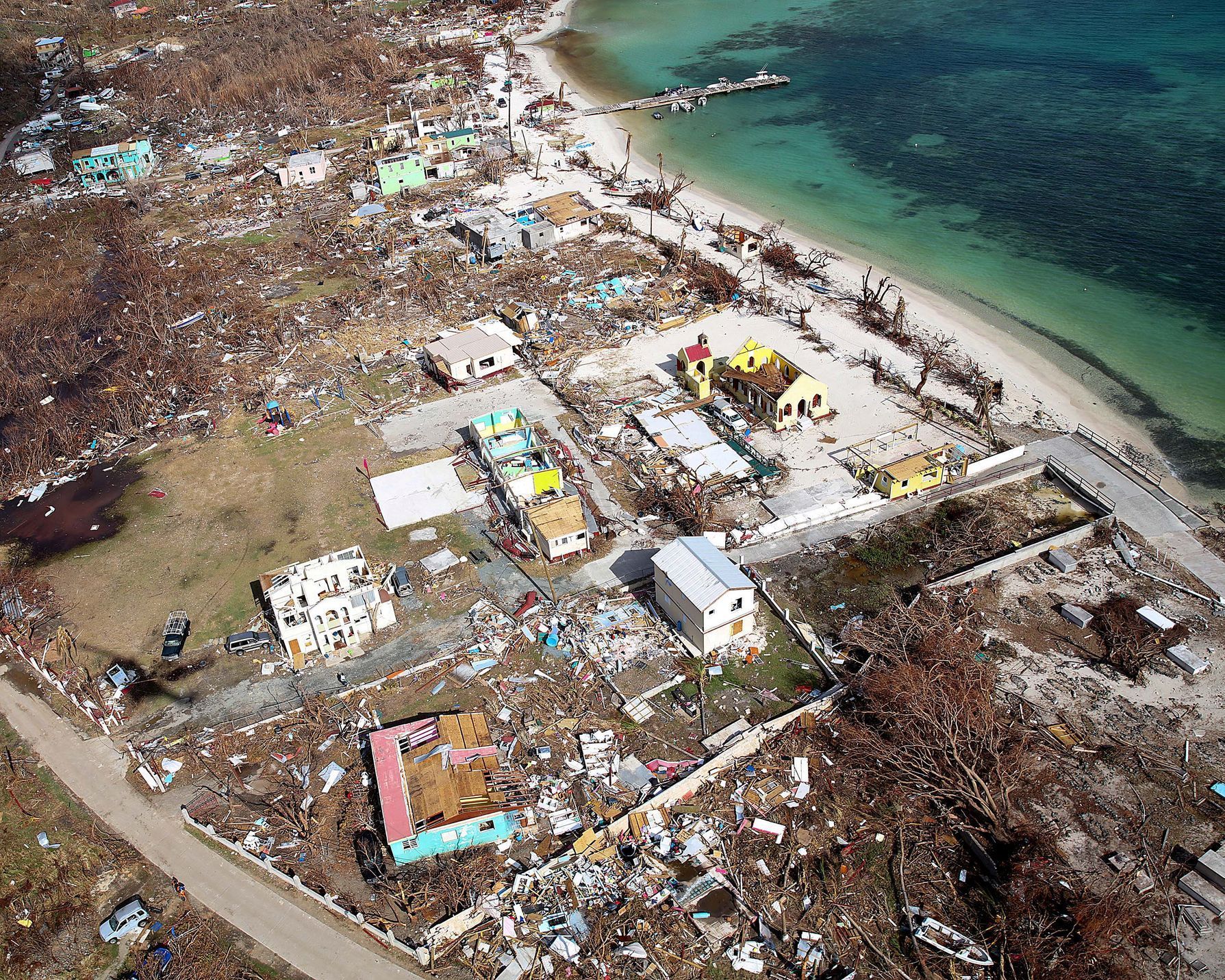 Zničené domy Panenské ostrovy Irma