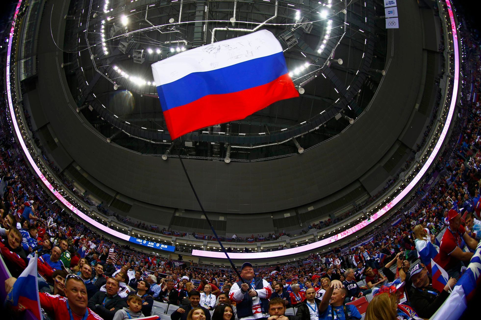 Fanoušci na olympiádě v Soči 2014: Ruští fanoušci na hokeji