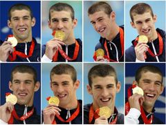 Michael Phelps: Podobných osm obrázků, stejných osm zlatých medailí, nutno však dodat, že za velmi podobné disciplíny, a tedy i dovednosti.