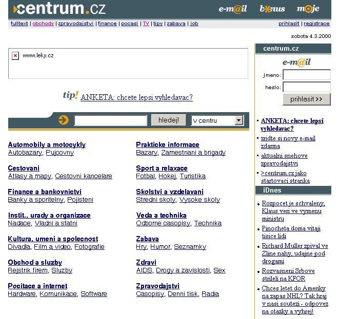 HP Centrum duben 2000