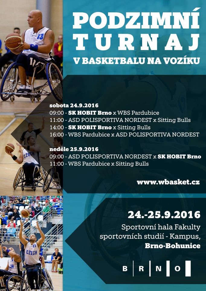 Pozvánka na podzimní turnaj v basketbalu na vozíku.