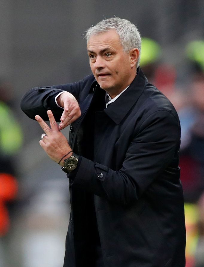 Soccer Football - Premier League - West Ham United v Tottenham Hotspur - London Stadium, London, Britain - November 23, 2019  Tottenham Hotspur manager Jose Mourinho reac