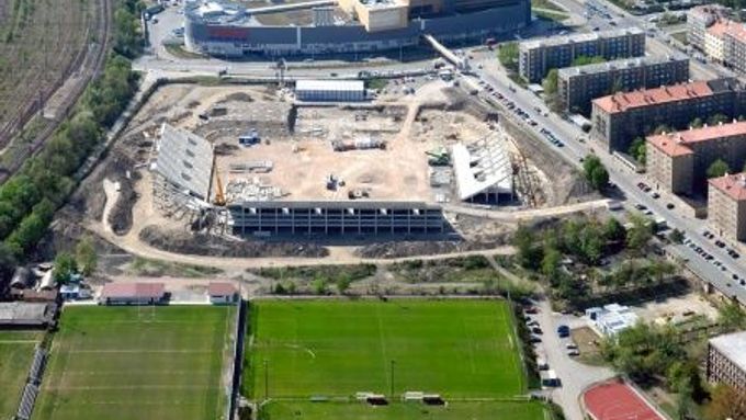 Letecký pohled na stadion Slavie Praha