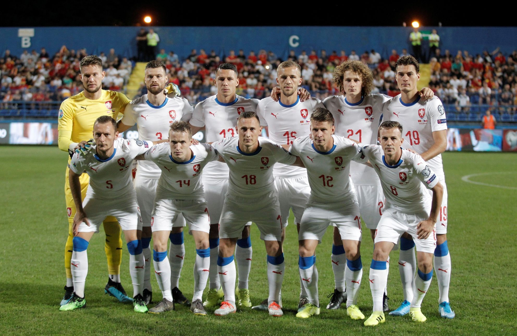 Čeští fotbalisté před zápasem kvalifikace ME 2020 Černá Hora - Česko.