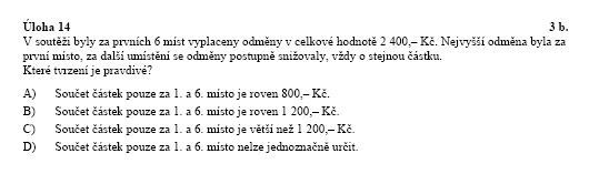 Matematika - nižší úroveň - úloha 14