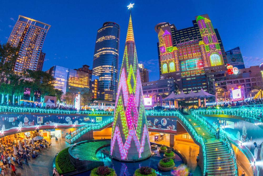 Vánoce osvětlení výzdoba Taipei