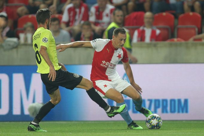 Jan Bořil v zápase 4. předkola LM Slavia - Kluž