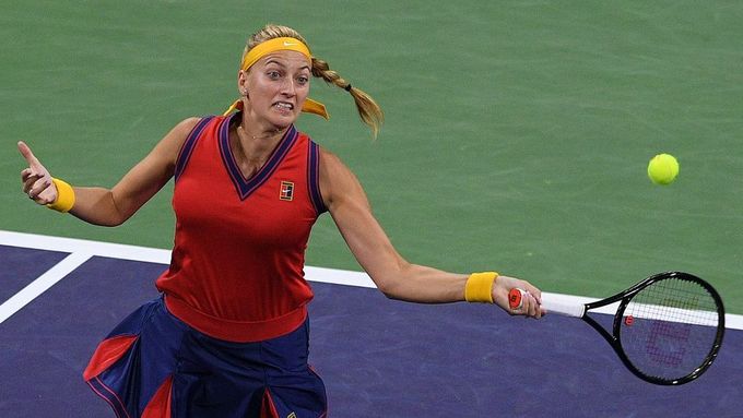 Petra Kvitová při prohře s Viktorií Azarenkovou na turnaji v Indian Wells
