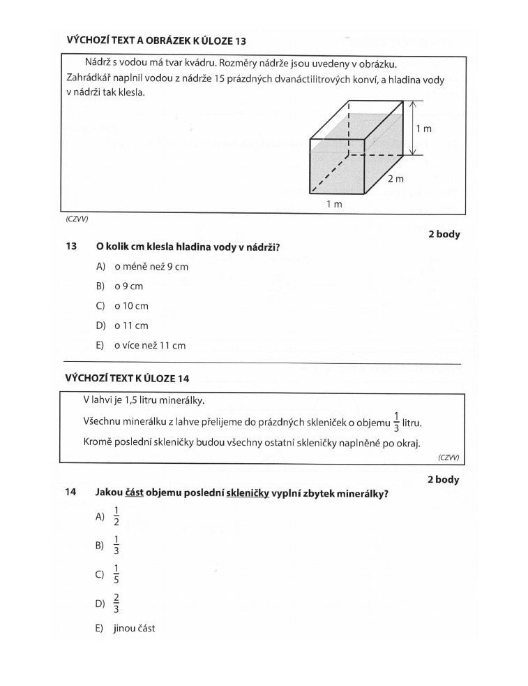 přijímací test - M - 8