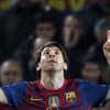 Lionel Messi, gesto po gólu do sítě Leverkusenu