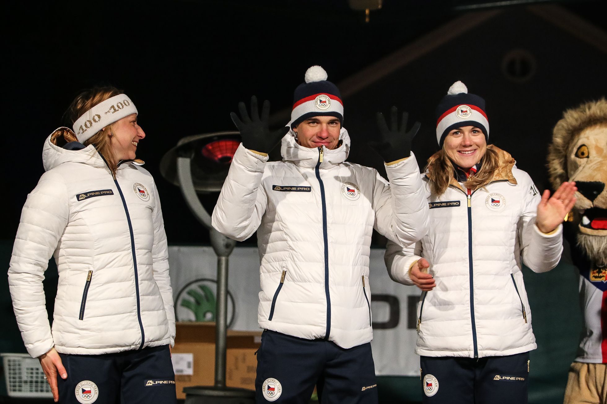 Vítání čtyř olympioniků ve Vrchlabí (2018) - Michal Krčmář, Eva Samková, Karolína Erbanová a Karolína Grohová