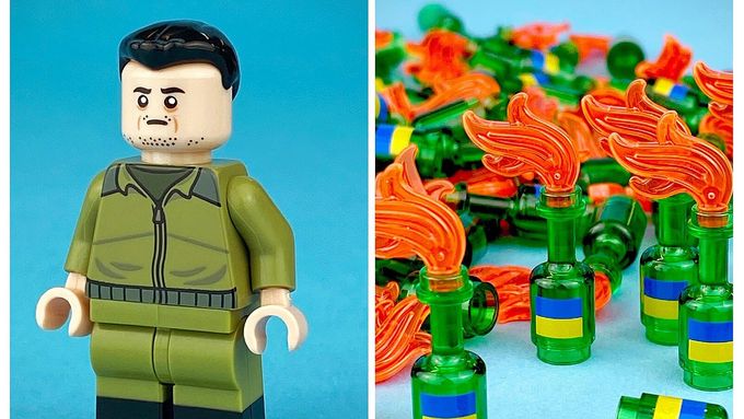 Obchod v Chicagu, který navrhuje vlastní designy stavebnice Lego, se rozhodl originálně zareagovat na ruskou invazi na Ukrajině.
