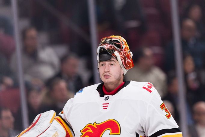 David Rittich v dresu Calgary Flames.