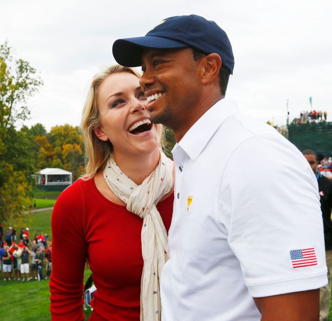 Lindsey Vonnová a Tiger Woods na prezidentském turnaji v USA