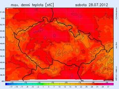 Teplotní maxima v sobotu.