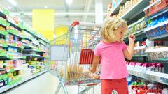 sušenky, dítě, sladkosti, supermarket