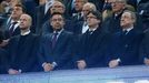 Barcelona President Josep Maria Bartomeu (2nd L) with Real Madrid president Florentino Perez (R) in the stands