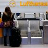 A passenger asks for information at a closed gate of German air carrier Lufthansa at Berlin Tegel airport