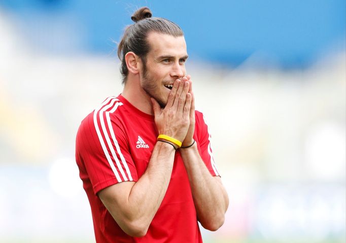 Gareth Bale na tréninku Walesu