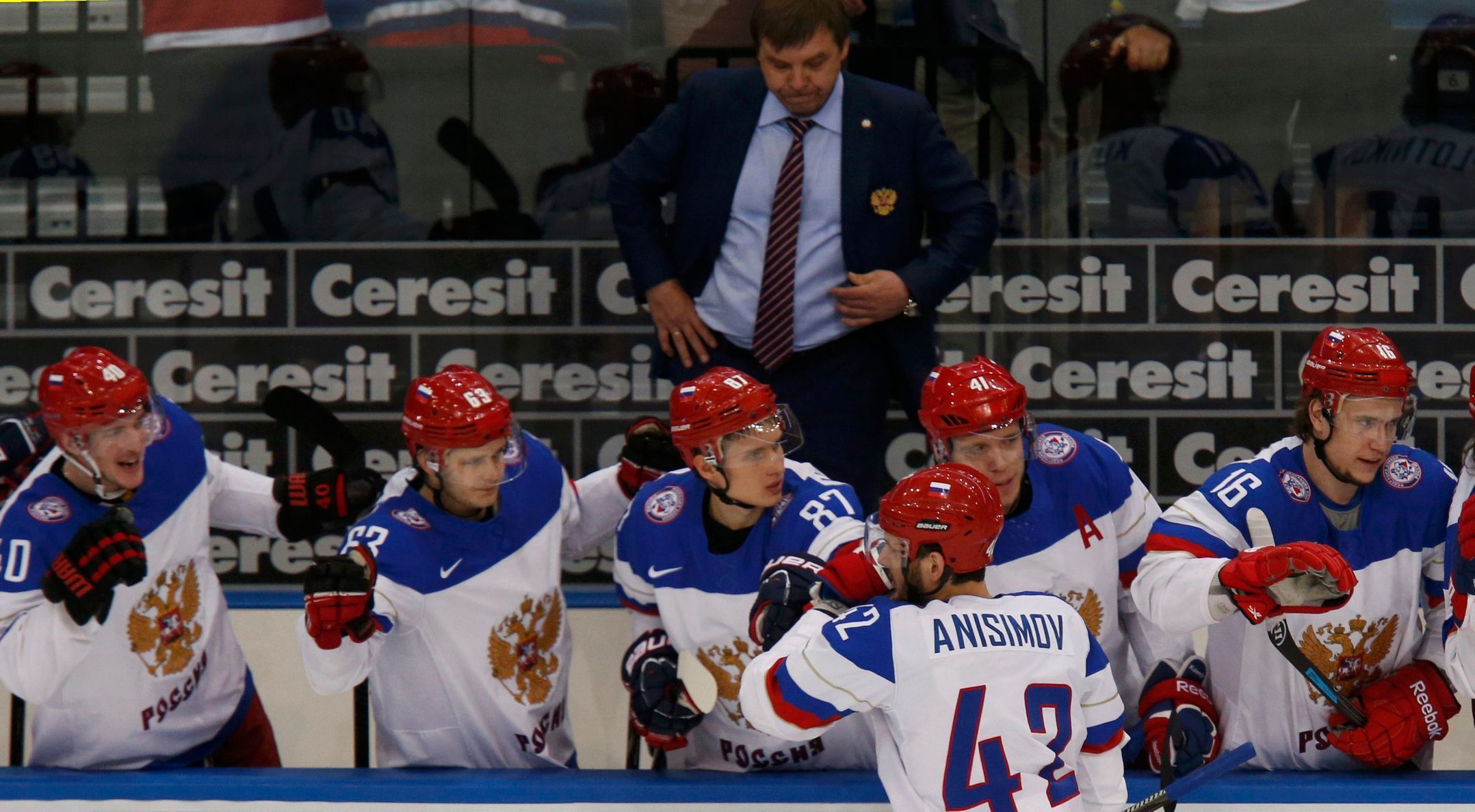 MS 2014, Rusko - Francie  Arťom Anisimov slaví gól