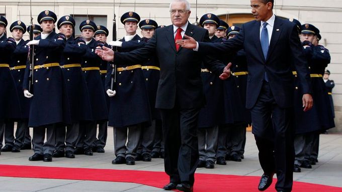 Václav Klaus s Barackem Obamou v Praze