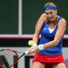 Fed Cup, finále 2014: Petra Kvitové v zápase s Angelique Kerberovou