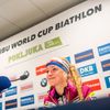 biatlon, SP 2018/2019, Pokljuka, vytrvalostní závod žen, oslava třetího místa Markéty Davidové