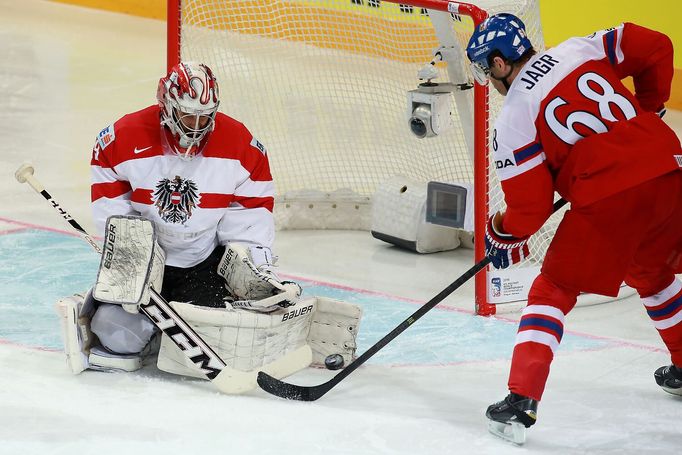 MS 2015, Česko-Rakousko: Jaromír Jágr - Bernhard Starkbaum