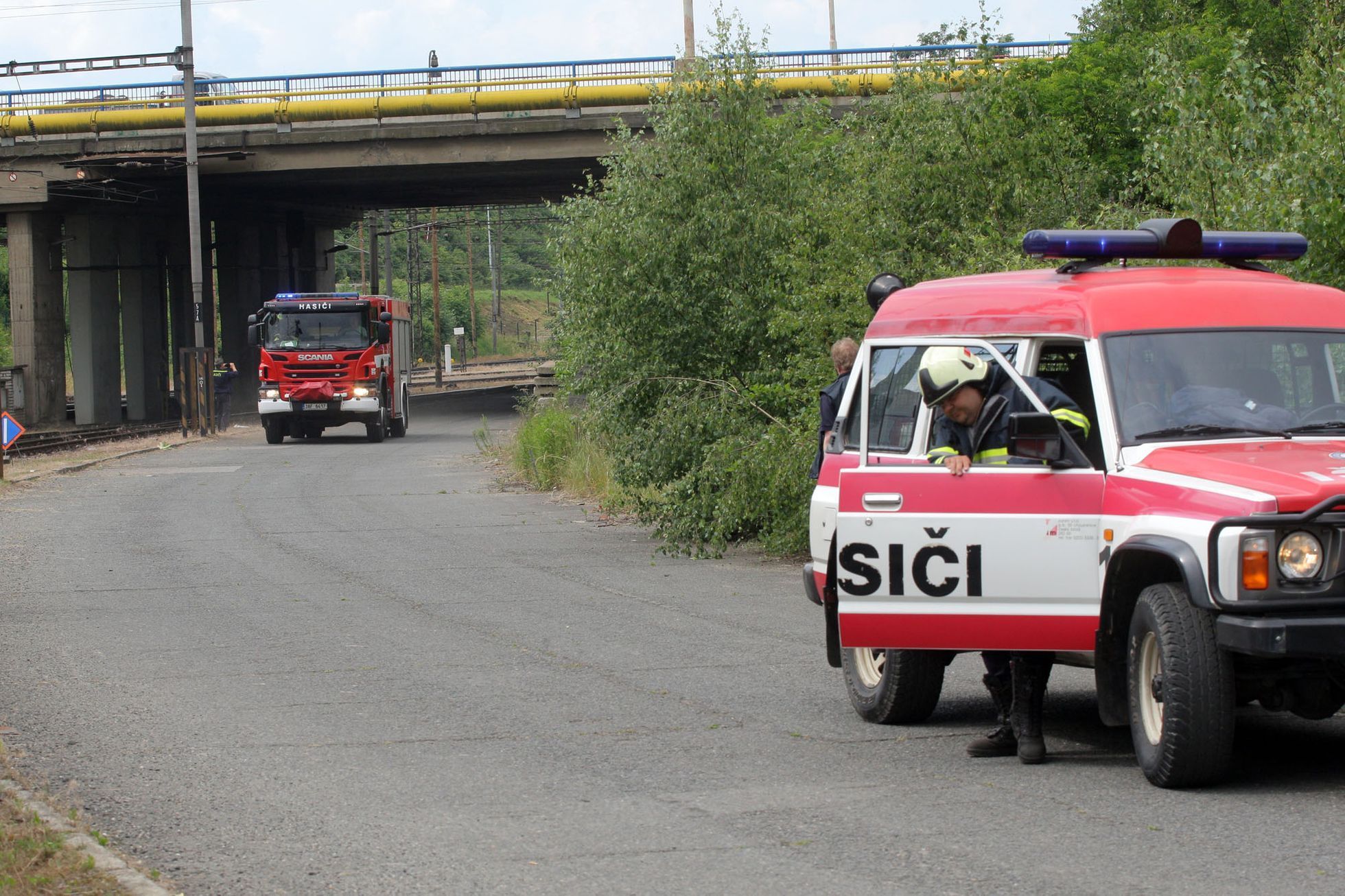 Cvičení hasičů při havárii vlaku