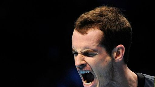 Britský tenista Andy Murray v utkání proti Čechovi Tomáši Berdychovi ve finále Světové série 2012,