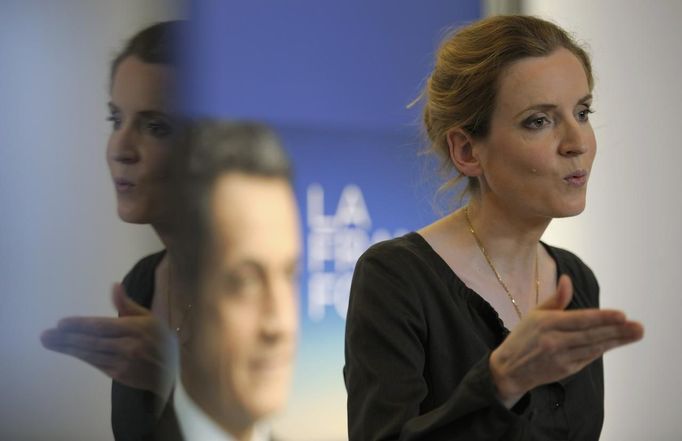 Nathalie Kosciusko-Morizet, spokesperson of France's President and UMP party candidate for the 2012 French presidential elections Sarkozy, speaks during a news conference at the campaign headquarters in Paris