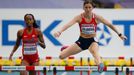 MS v atletice 2013, 400 m př. - semifinále: zleva Dalilah Muhammadová, Zuzana Hejnová a Meghan Beesleyová