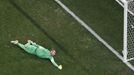 Croatia's goalkeeper Stipe Pletikosa fails to save the goal scored by Brazil's Neymar (unseen) during the 2014 World Cup opening match at the Corinthians arena in Sao Pau