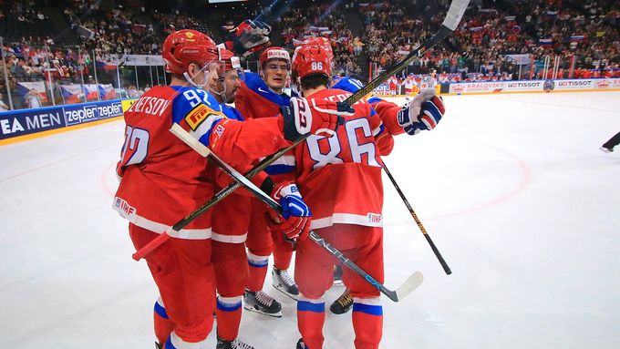 Radost ruských hokejistů na MS 2017.
