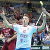 Adam Delong slaví gól v zápase MS 2018 Česko - Lotyšsko.