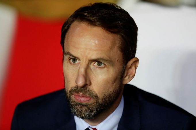 Gareth Southgate v utkání kvalifikace ME 2020 Česko - Anglie