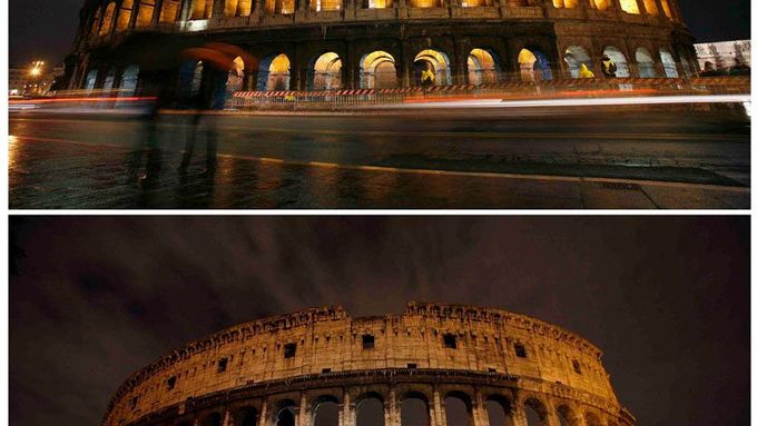Římské koloseum během "Hodiny Země".