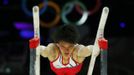 Japonská gymnastka Yusuke Tanaka při finálovém vystoupení olympijských hrách