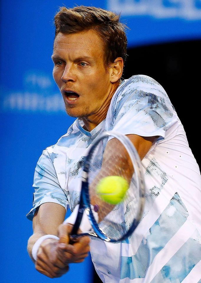 Australian Open 2015: Tomáš Berdych při semifinále s Andy Murraym